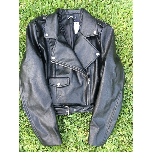 MISSGUIDED FAUX LEATHER JACKET, UK 16